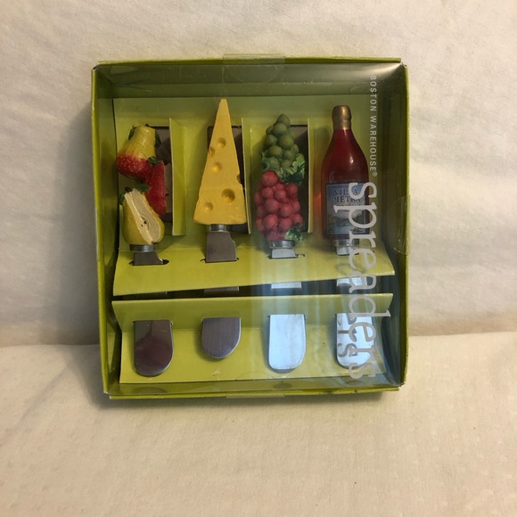 Wine and Cheese Knife Set of 4 & Wine Glass Beaded Charm Identifier Set of 10 - Picture 1 of 5